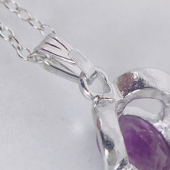 VTG Signed HMS Sterling Silver Necklace and Amethyst Pendant in Box 1970s 1980s - Picture 11 of 15